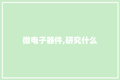 微电子器件,研究什么