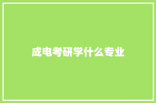 成电考研学什么专业