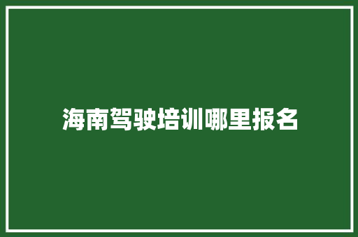 海南驾驶培训哪里报名
