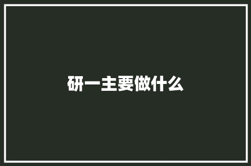研一主要做什么