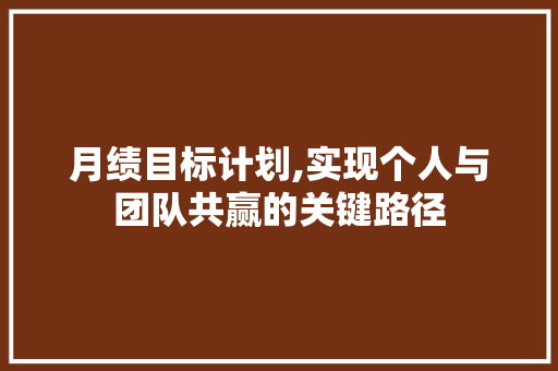 月绩目标计划,实现个人与团队共赢的关键路径