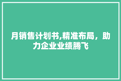 月销售计划书,精准布局，助力企业业绩腾飞