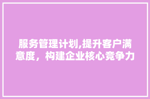 服务管理计划,提升客户满意度，构建企业核心竞争力