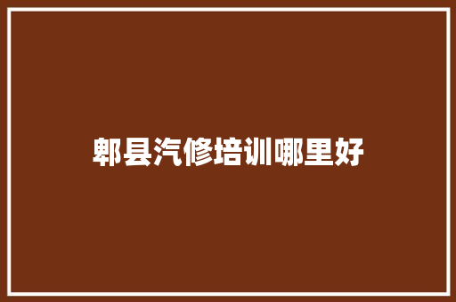 郫县汽修培训哪里好