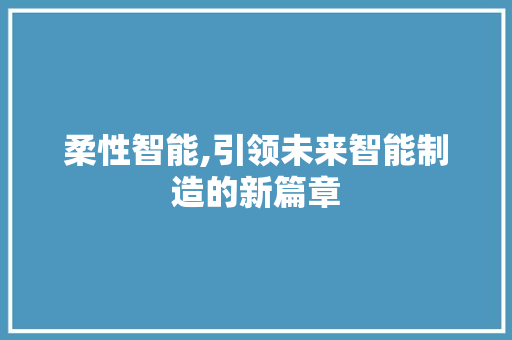 柔性智能,引领未来智能制造的新篇章