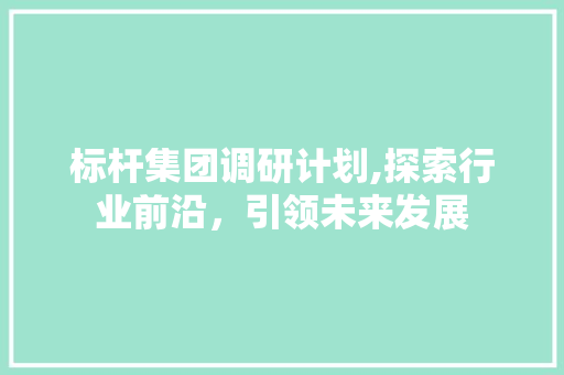 标杆集团调研计划,探索行业前沿，引领未来发展 诗词鉴赏