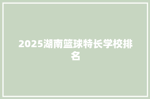 2025湖南篮球特长学校排名
