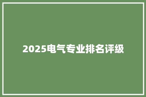 2025电气专业排名评级