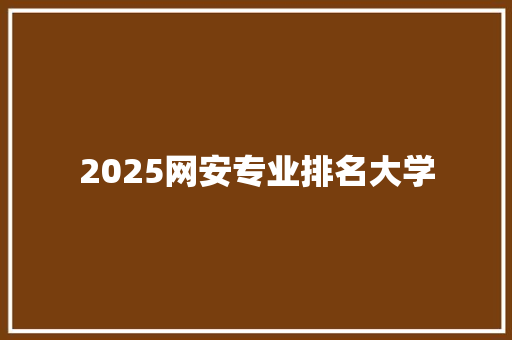 2025网安专业排名大学