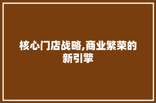 核心门店战略,商业繁荣的新引擎