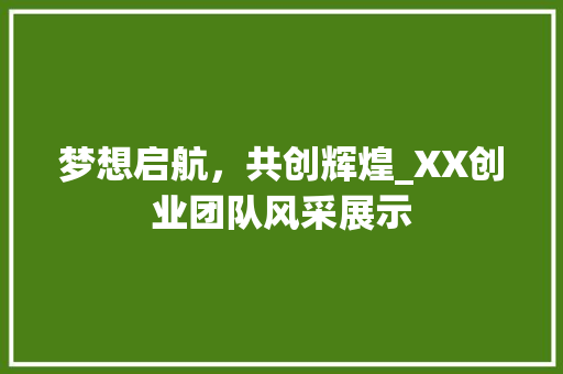 梦想启航，共创辉煌_XX创业团队风采展示