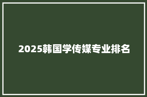 2025韩国学传媒专业排名