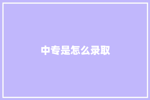 中专是怎么录取