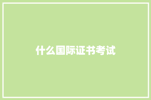 什么国际证书考试