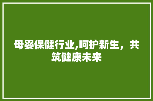 母婴保健行业,呵护新生，共筑健康未来
