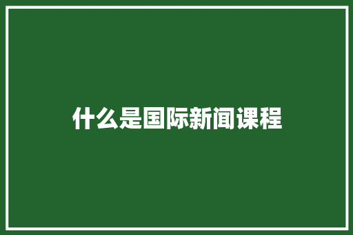 什么是国际新闻课程