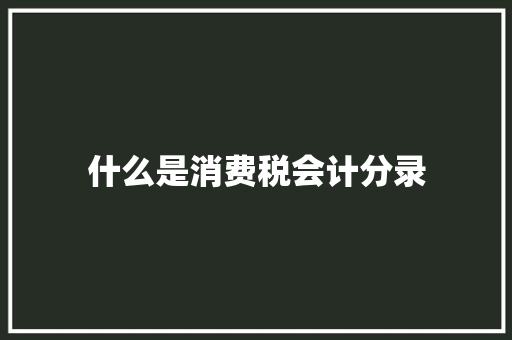 什么是消费税会计分录 合同范本