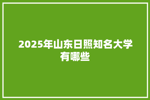 2025年山东日照知名大学有哪些