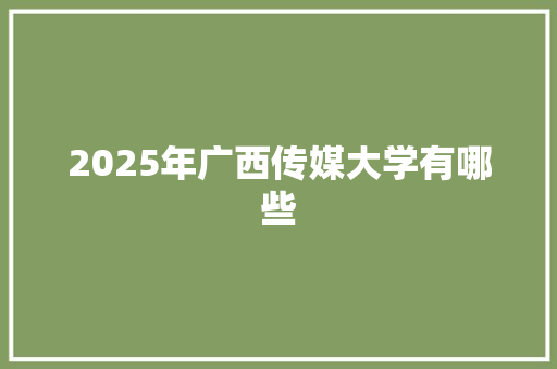 2025年广西传媒大学有哪些