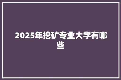 2025年挖矿专业大学有哪些
