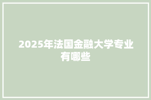 2025年法国金融大学专业有哪些