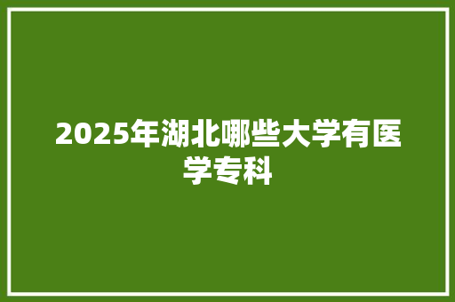2025年湖北哪些大学有医学专科