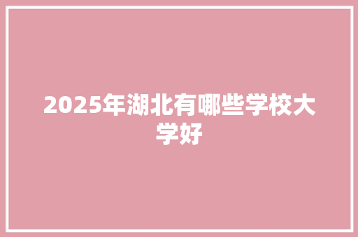 2025年湖北有哪些学校大学好 工作计划
