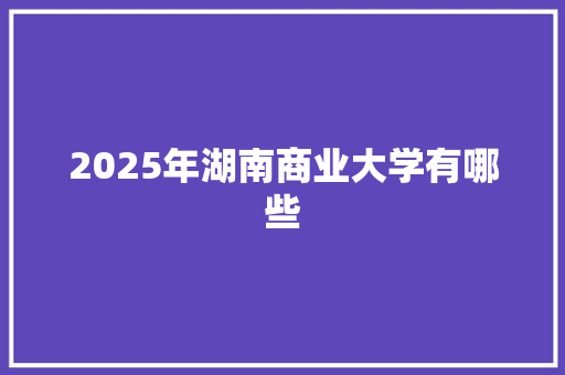 2025年湖南商业大学有哪些