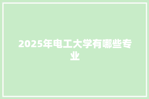 2025年电工大学有哪些专业