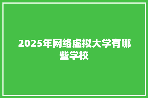 2025年网络虚拟大学有哪些学校