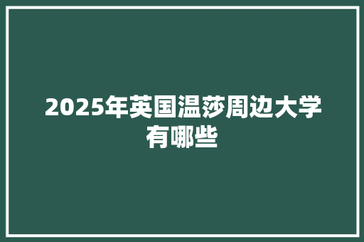 2025年英国温莎周边大学有哪些 演讲稿