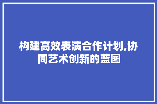 构建高效表演合作计划,协同艺术创新的蓝图