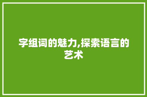 字组词的魅力,探索语言的艺术