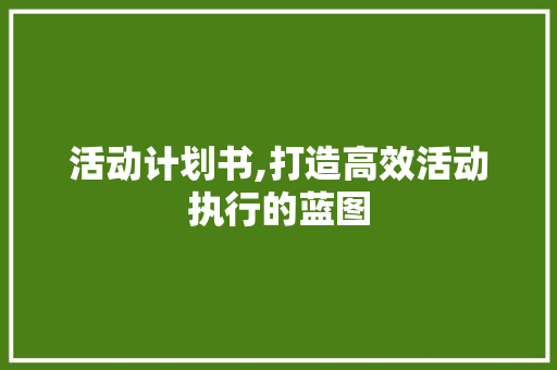 活动计划书,打造高效活动执行的蓝图