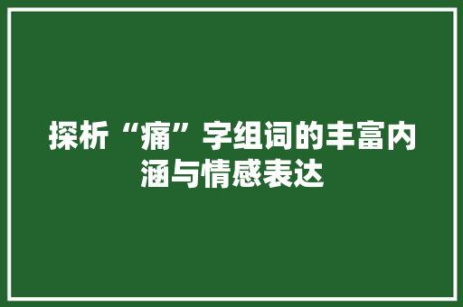 探析“痛”字组词的丰富内涵与情感表达