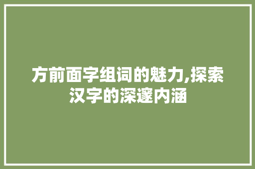 方前面字组词的魅力,探索汉字的深邃内涵