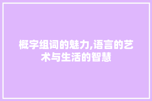概字组词的魅力,语言的艺术与生活的智慧