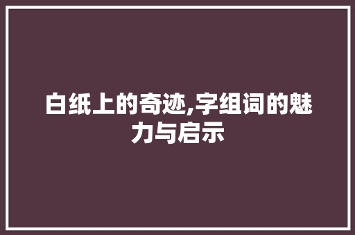 白纸上的奇迹,字组词的魅力与启示