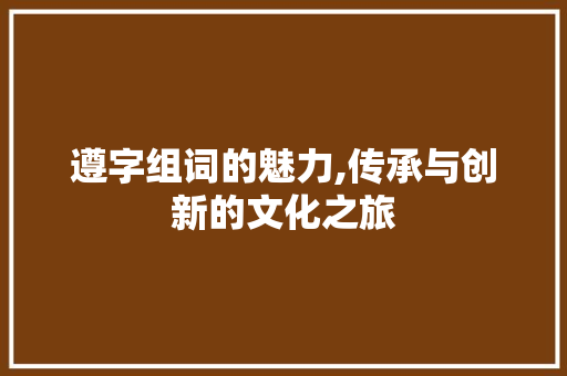 遵字组词的魅力,传承与创新的文化之旅