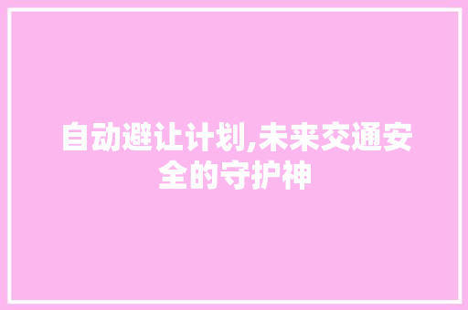自动避让计划,未来交通安全的守护神