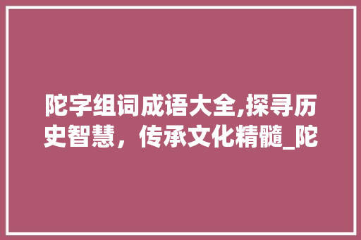陀字组词成语大全,探寻历史智慧，传承文化精髓_陀字组词成语大全