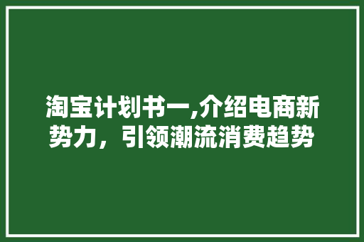 淘宝计划书一,介绍电商新势力，引领潮流消费趋势