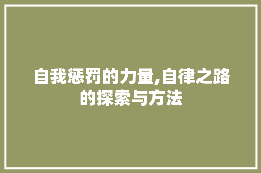 自我惩罚的力量,自律之路的探索与方法