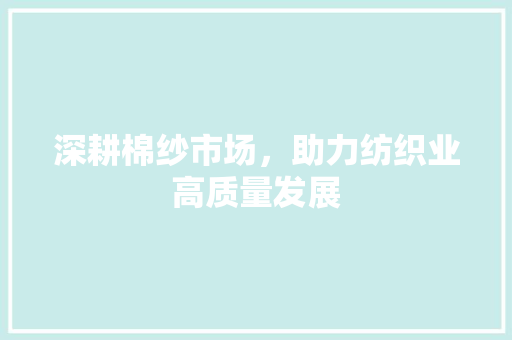 深耕棉纱市场，助力纺织业高质量发展