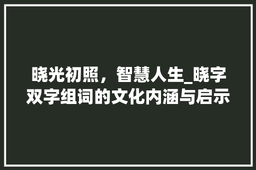 晓光初照，智慧人生_晓字双字组词的文化内涵与启示_晓组成的双字组词
