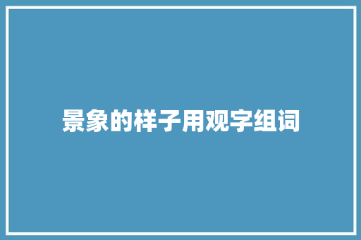 景象的样子用观字组词