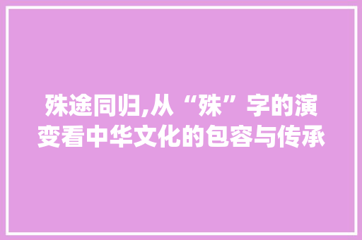 殊途同归,从“殊”字的演变看中华文化的包容与传承_殊的拼音与生字组词