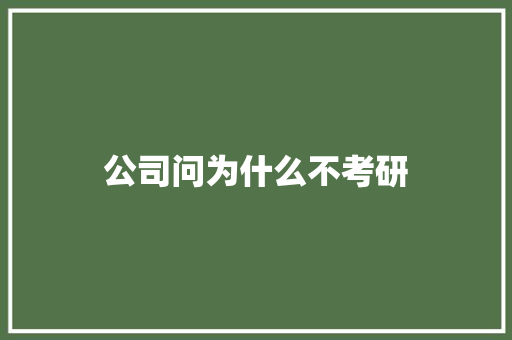 公司问为什么不考研