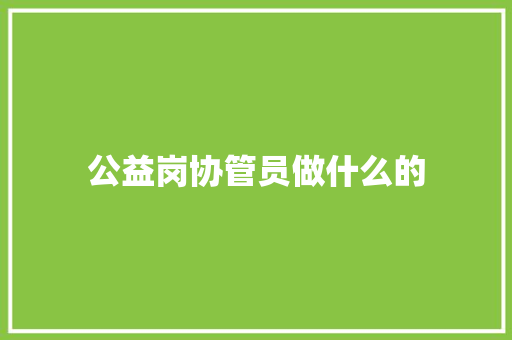 公益岗协管员做什么的