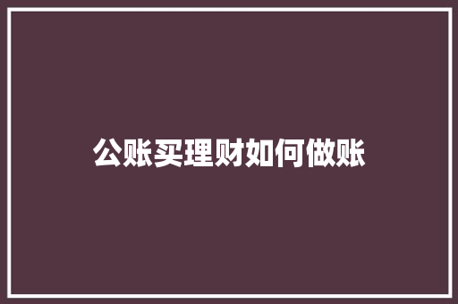 公账买理财如何做账